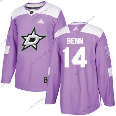 Adidas Herrar Dallas Stars #14 Jamie Benn Lila Autentisk Bekämpar cancer Stitched NHL Tröjor