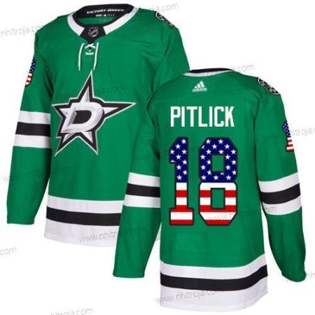 Adidas Herrar Dallas Stars #18 Tyler Pitlick Grön Autentisk USA Flag Stitched NHL Hemma Tröjor