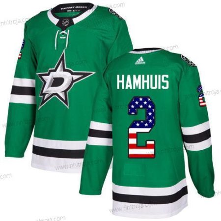 Adidas Herrar Dallas Stars #2 Dan Hamhuis Grön Autentisk USA Flag Stitched NHL Hemma Tröjor