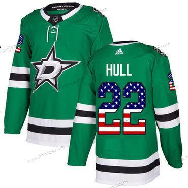 Adidas Herrar Dallas Stars #22 Brett Hull Grön Autentisk USA Flag Stitched NHL Hemma Tröjor