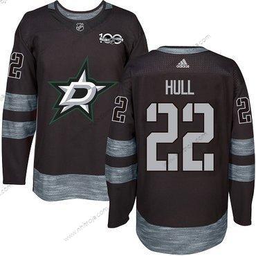 Adidas Herrar Dallas Stars #22 Brett Hull Svart 1917-2017 100th Jubileum Stitched NHL Tröjor