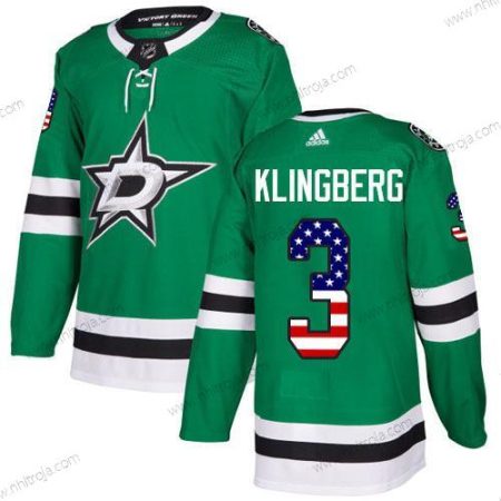 Adidas Herrar Dallas Stars #3 John Klingberg Grön Autentisk USA Flag Stitched NHL Hemma Tröjor