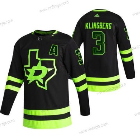 Adidas Herrar Dallas Stars #3 John Klingberg Svart 2020-21 Omvänd Retro Alternativ NHL Tröjor