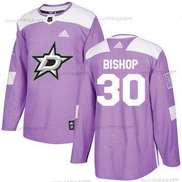 Adidas Herrar Dallas Stars #30 Ben Bishop Lila Autentisk Bekämpar cancer Stitched NHL Tröjor