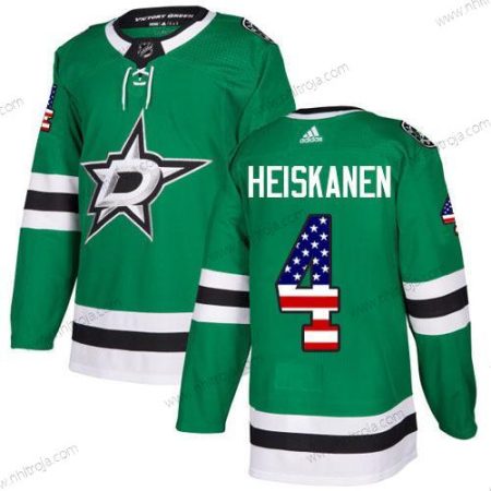 Adidas Herrar Dallas Stars #4 Miro Heiskanen Grön Autentisk USA Flag Stitched NHL Hemma Tröjor