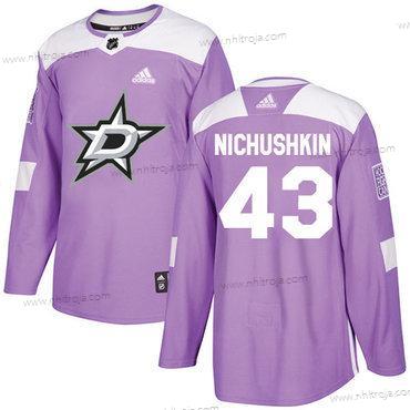 Adidas Herrar Dallas Stars #43 Valeri Nichushkin Lila Autentisk Bekämpar cancer Stitched NHL Tröjor