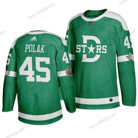 Adidas Herrar Dallas Stars 45 Roman Polak Grön 2020 Vinter Klassisk Tröjor