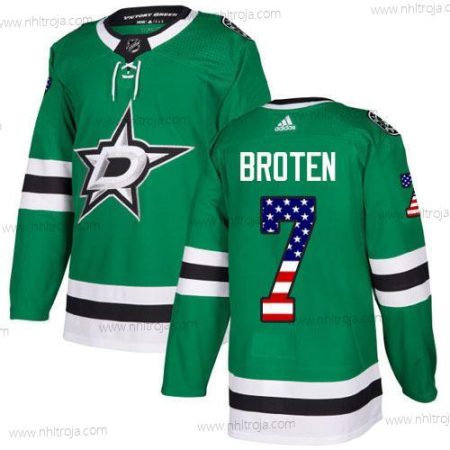 Adidas Herrar Dallas Stars #7 Neal Broten Grön Autentisk USA Flag Stitched NHL Hemma Tröjor