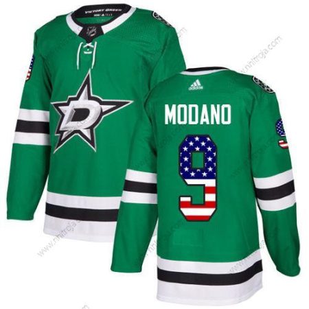 Adidas Herrar Dallas Stars #9 Mike Modano Grön Autentisk USA Flag Stitched NHL Hemma Tröjor