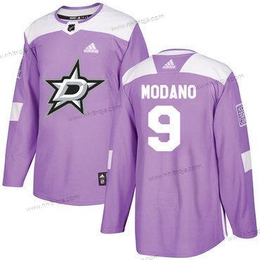 Adidas Herrar Dallas Stars #9 Mike Modano Lila Autentisk Bekämpar cancer Stitched NHL Tröjor