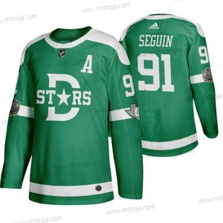 Adidas Herrar Dallas Stars 91 Tyler Seguin Grön 2020 Vinter Klassisk Tröjor