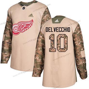 Adidas Herrar Detroit Red Wings #10 Alex Delvecchio Camo Autentisk 2017 Veterans Day Stitched NHL Tröjor