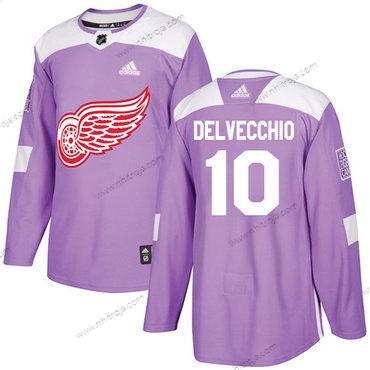 Adidas Herrar Detroit Red Wings #10 Alex Delvecchio Lila Autentisk Bekämpar cancer Stitched NHL Tröjor