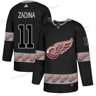 Adidas Herrar Detroit Red Wings #11 Filip Zadina Autentisk Team Logo Svart Tröjor