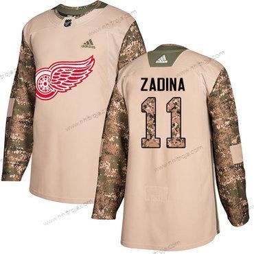 Adidas Herrar Detroit Red Wings #11 Filip Zadina Autentisk Veterans Day Träning Camo Tröjor