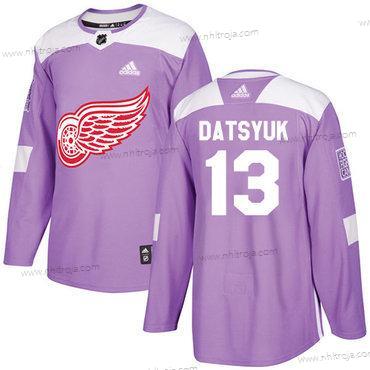 Adidas Herrar Detroit Red Wings #13 Pavel Datsyuk Lila Autentisk Bekämpar cancer Stitched NHL Tröjor