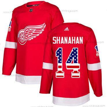 Adidas Herrar Detroit Red Wings #14 Brendan Shanahan Röd Autentisk USA Flag Stitched NHL Hemma Tröjor