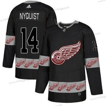 Adidas Herrar Detroit Red Wings #14 Gustav Nyquist Svart Team Logos Tröjor