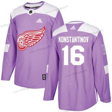 Adidas Herrar Detroit Red Wings #16 Vladimir Konstantinov Lila Autentisk Bekämpar cancer Stitched NHL Tröjor