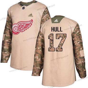 Adidas Herrar Detroit Red Wings #17 Brett Hull Camo Autentisk 2017 Veterans Day Stitched NHL Tröjor