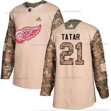 Adidas Herrar Detroit Red Wings #21 Tomas Tatar Camo Autentisk 2017 Veterans Day Stitched NHL Tröjor