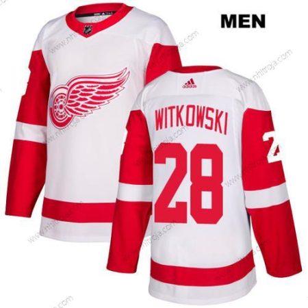 Adidas Herrar Detroit Red Wings #28 Luke Witkowski Vit Autentisk NHL Borta Tröjor