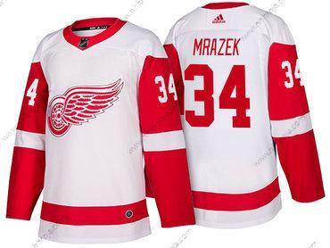 Adidas Herrar Detroit Red Wings #34 Petr Mrazek Vit 2017-2018 Hockey Stitched NHL Tröjor