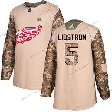 Adidas Herrar Detroit Red Wings #5 Nicklas Lidstrom Camo Autentisk 2017 Veterans Day Stitched NHL Tröjor