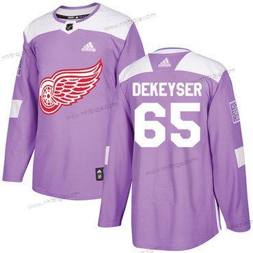 Adidas Herrar Detroit Red Wings #65 Danny Dekeyser Lila Autentisk Bekämpar cancer Stitched NHL Tröjor