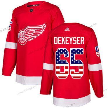 Adidas Herrar Detroit Red Wings #65 Danny Dekeyser Röd Autentisk USA Flag Stitched NHL Hemma Tröjor