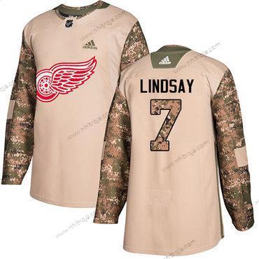 Adidas Herrar Detroit Red Wings #7 Ted Lindsay Camo Autentisk 2017 Veterans Day Stitched NHL Tröjor