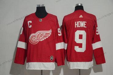 Adidas Herrar Detroit Red Wings #9 Gordie Howe Röd 2017-2018 Hockey Stitched NHL Hemma Tröjor