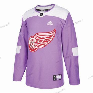 Adidas Herrar Detroit Red Wings Skräddarsydda Lila Rosa Hockey Bekämpar cancer Träning Tröjor