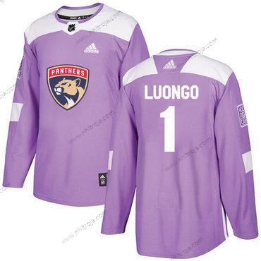 Adidas Herrar Florida Panthers #1 Roberto Luongo Lila Autentisk Bekämpar cancer Stitched NHL Tröjor