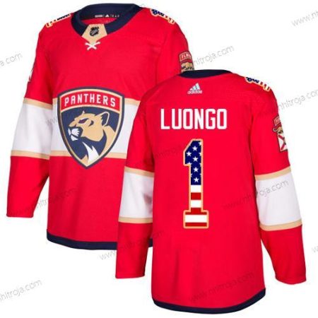 Adidas Herrar Florida Panthers #1 Roberto Luongo Röd Autentisk USA Flag Stitched NHL Hemma Tröjor