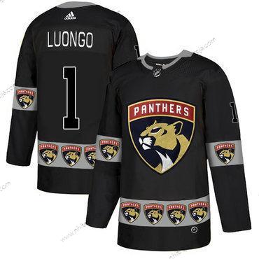 Adidas Herrar Florida Panthers #1 Roberto Luongo Svart Team Logos Tröjor