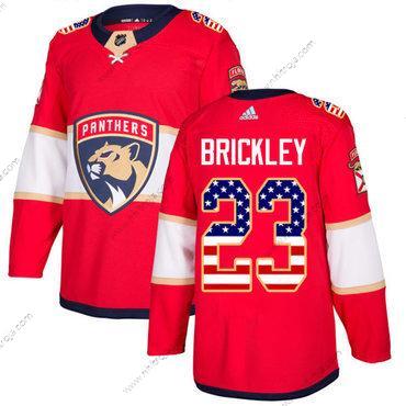 Adidas Herrar Florida Panthers #23 Connor Brickley Röd Autentisk USA Flag Stitched NHL Hemma Tröjor