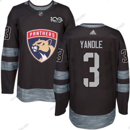 Adidas Herrar Florida Panthers #3 Keith Yandle Svart 1917-2017 100th Jubileum Stitched NHL Tröjor