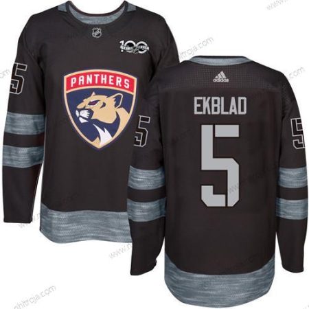 Adidas Herrar Florida Panthers #5 Aaron Ekblad Svart 1917-2017 100th Jubileum Stitched NHL Tröjor