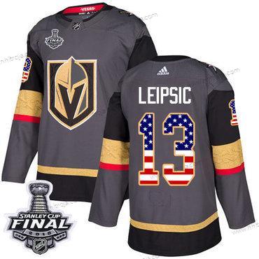 Adidas Herrar Golden Knights #13 Brendan Leipsic Grå Autentisk USA Flag 2018 Stanley Cup Final Stitched NHL Hemma Tröjor