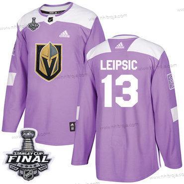 Adidas Herrar Golden Knights #13 Brendan Leipsic Lila Autentisk Bekämpar cancer 2018 Stanley Cup Final Stitched NHL Tröjor