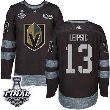 Adidas Herrar Golden Knights #13 Brendan Leipsic Svart 1917-2017 100th Jubileum 2018 Stanley Cup Final Stitched NHL Tröjor