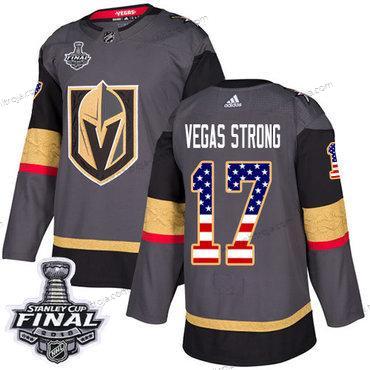 Adidas Herrar Golden Knights #17 Vegas Strong Grå Autentisk USA Flag 2018 Stanley Cup Final Stitched NHL Hemma Tröjor