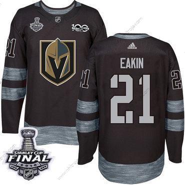 Adidas Herrar Golden Knights #21 Cody Eakin Svart 1917-2017 100th Jubileum 2018 Stanley Cup Final Stitched NHL Tröjor