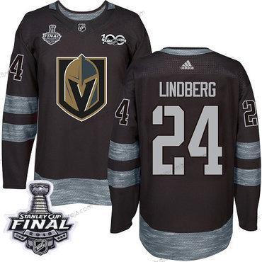 Adidas Herrar Golden Knights #24 Oscar Lindberg Svart 1917-2017 100th Jubileum 2018 Stanley Cup Final Stitched NHL Tröjor