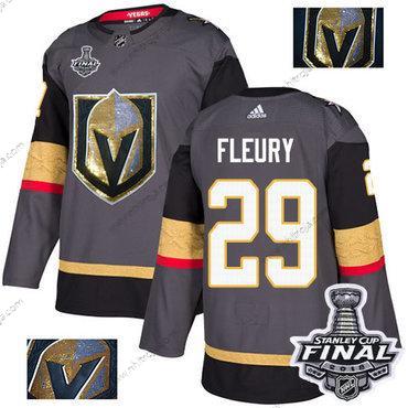 Adidas Herrar Golden Knights #29 Marc-Andre Fleury Grå Autentisk Guld 2018 Stanley Cup Final Stitched NHL Hemma Tröjor