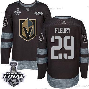 Adidas Herrar Golden Knights #29 Marc-Andre Fleury Svart 1917-2017 100th Jubileum 2018 Stanley Cup Final Stitched NHL Tröjor