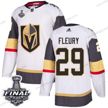 Adidas Herrar Golden Knights #29 Marc-Andre Fleury Vit Road Autentisk 2018 Stanley Cup Final Stitched NHL Tröjor