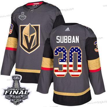 Adidas Herrar Golden Knights #30 Malcolm Subban Grå Autentisk USA Flag 2018 Stanley Cup Final Stitched NHL Hemma Tröjor