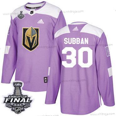 Adidas Herrar Golden Knights #30 Malcolm Subban Lila Autentisk Bekämpar cancer 2018 Stanley Cup Final Stitched NHL Tröjor